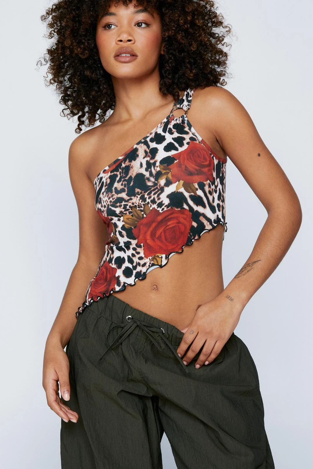 Asymmetric One Shoulder Printed Cami - Image 2