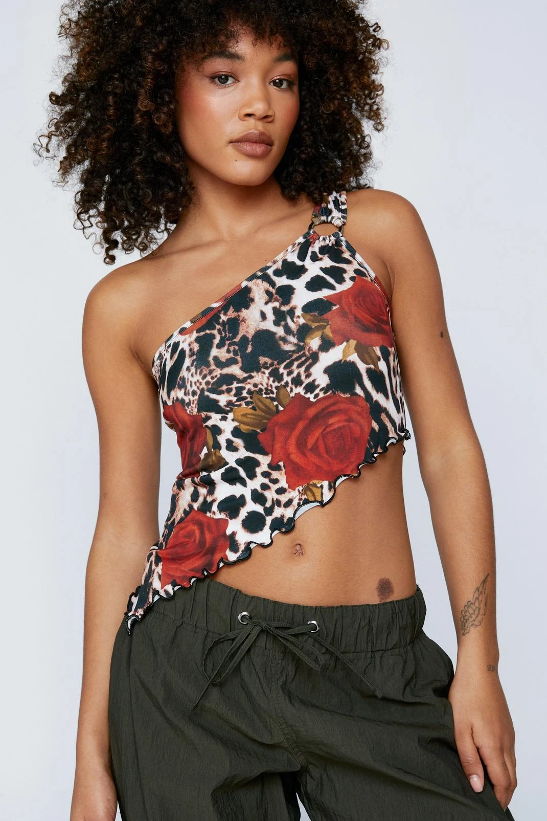 Asymmetric One Shoulder Printed Cami - Image 4