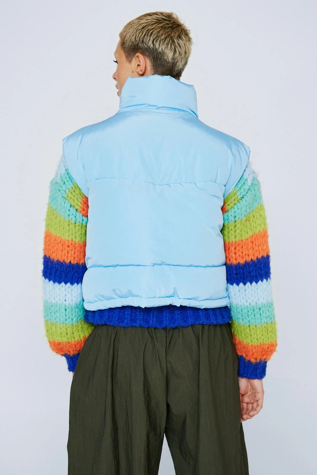 Cropped Puffer Zip Through Body Warmer - Image 3