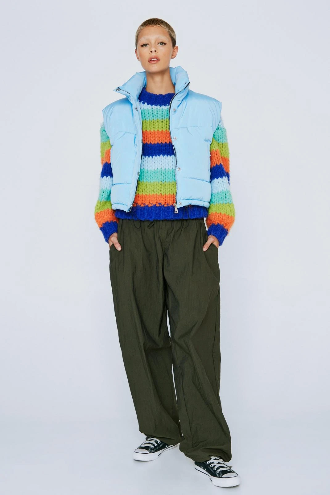 Cropped Puffer Zip Through Body Warmer