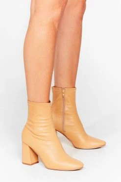 Sock On The Agenda Faux Leather Ankle Boots