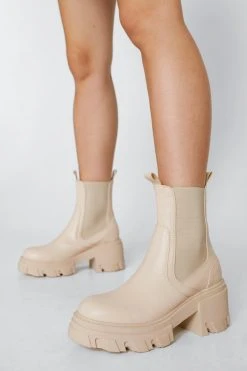 Faux Leather Chunky Chelsea Boots