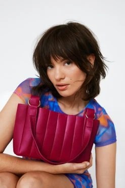 Faux Leather Structured Shoulder Bag