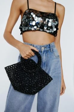 Beaded Top Handle Bag