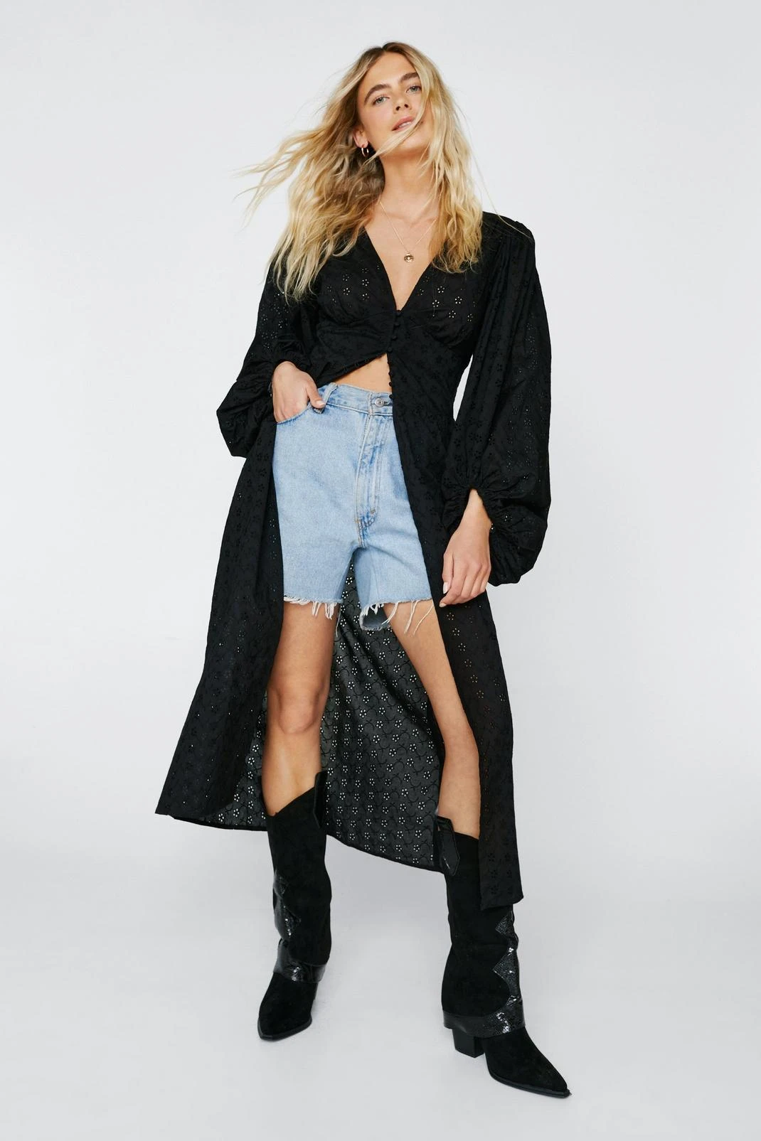 Broderie Button Down Maxi Top - Image 2