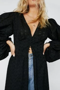 Broderie Button Down Maxi Top