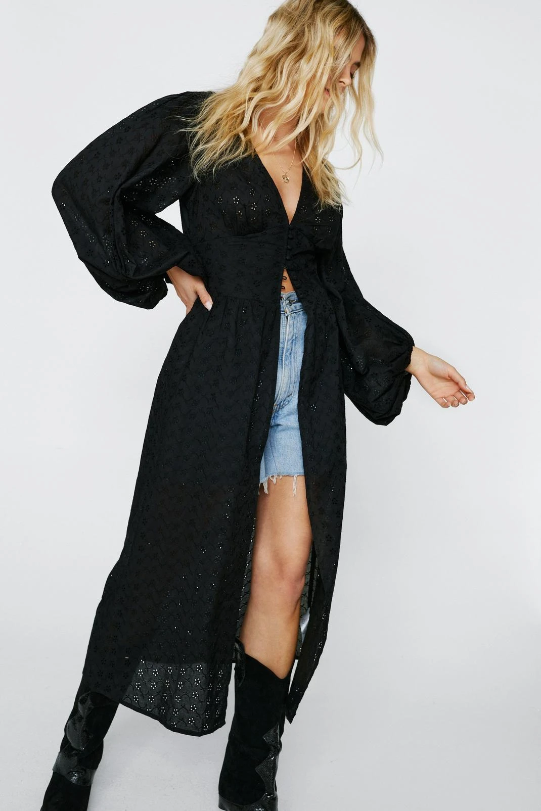 Broderie Button Down Maxi Top - Image 4