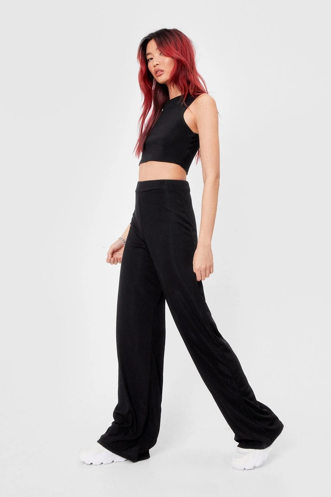 Crop Top And Wide Leg Pants Set - Image 2