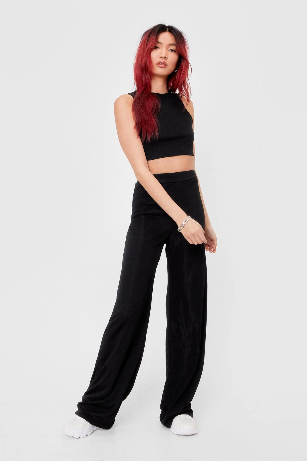 Crop Top And Wide Leg Pants Set - Image 4