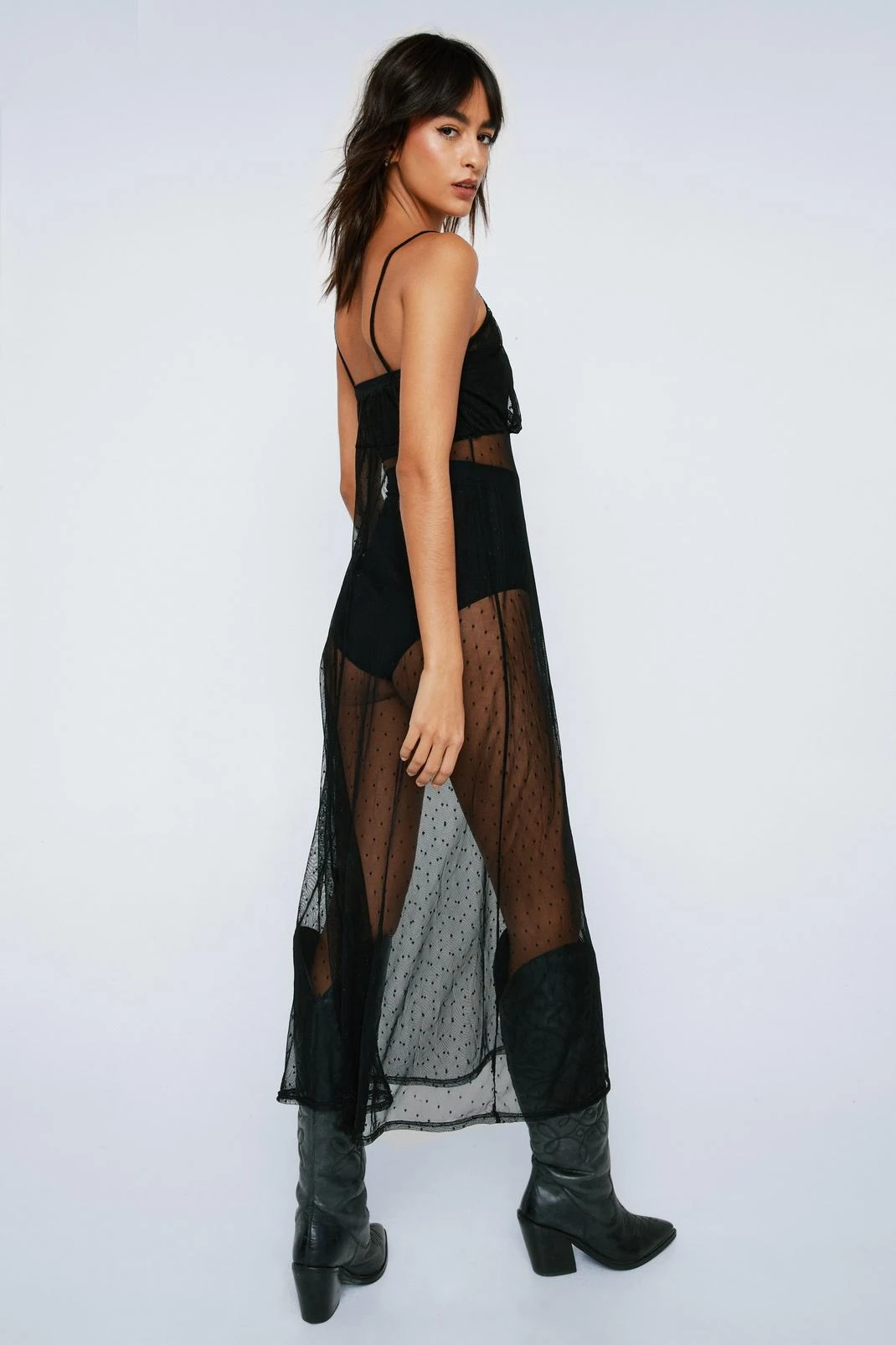 Dobby Mesh Cami Midi Dress - Image 3