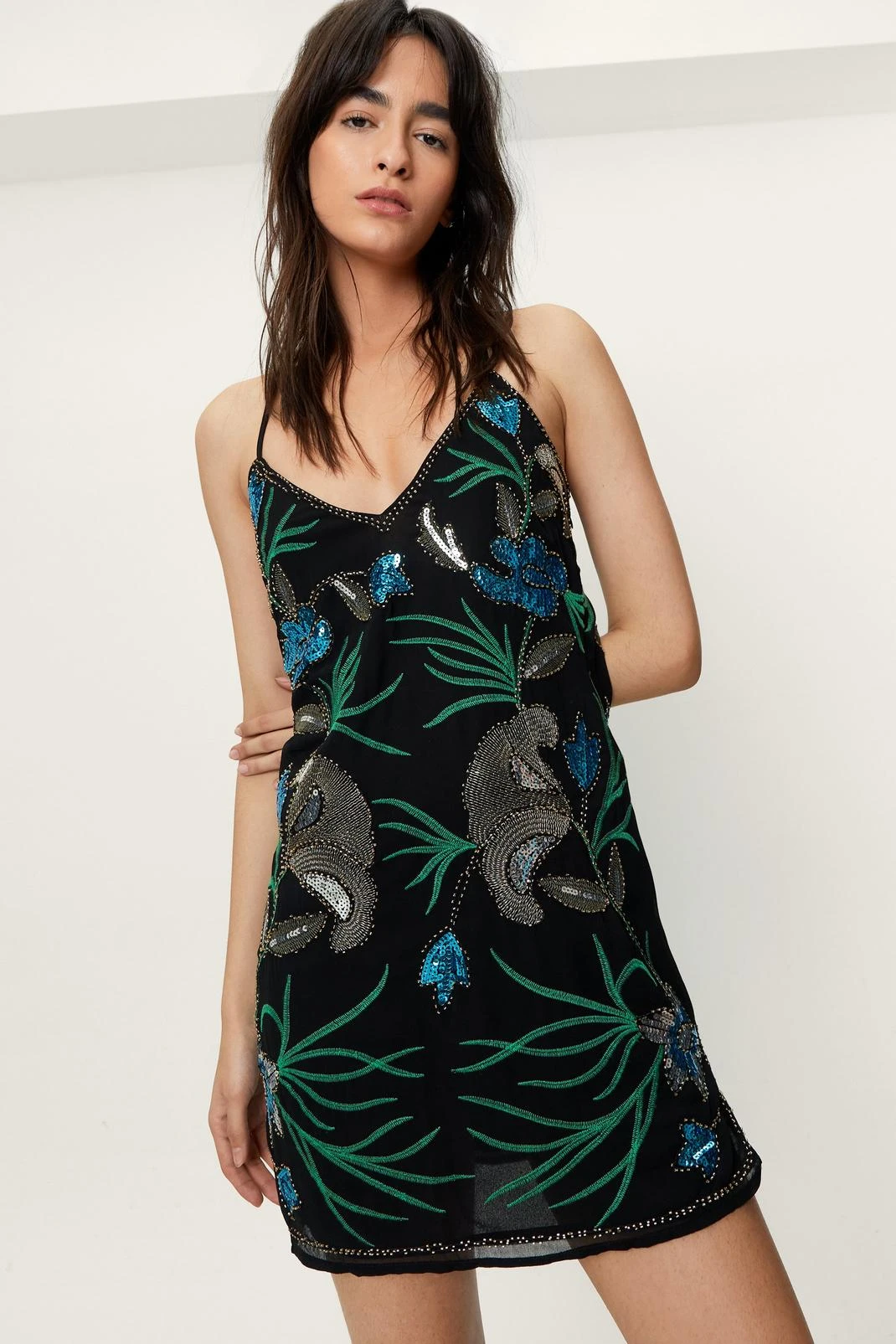 Embellished Floral Cami Mini Dress - Image 2