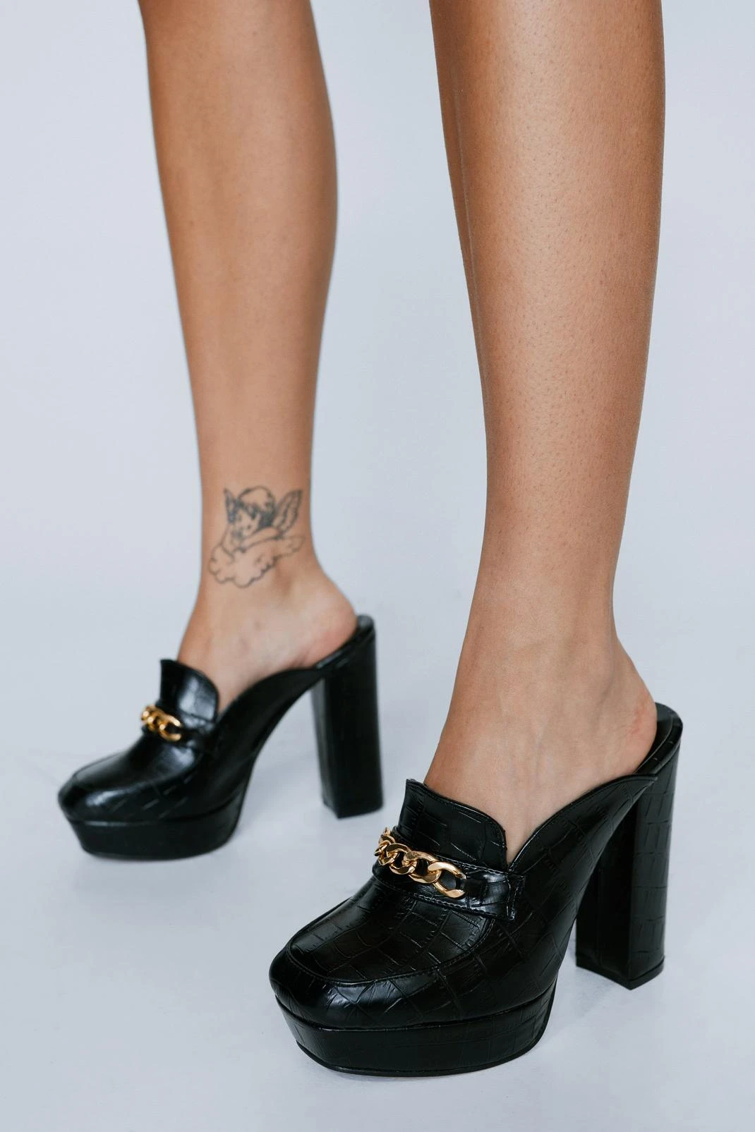 Faux Croc Chain Platform Mules 6 Faux Croc Chain Platform Mules - Image 4