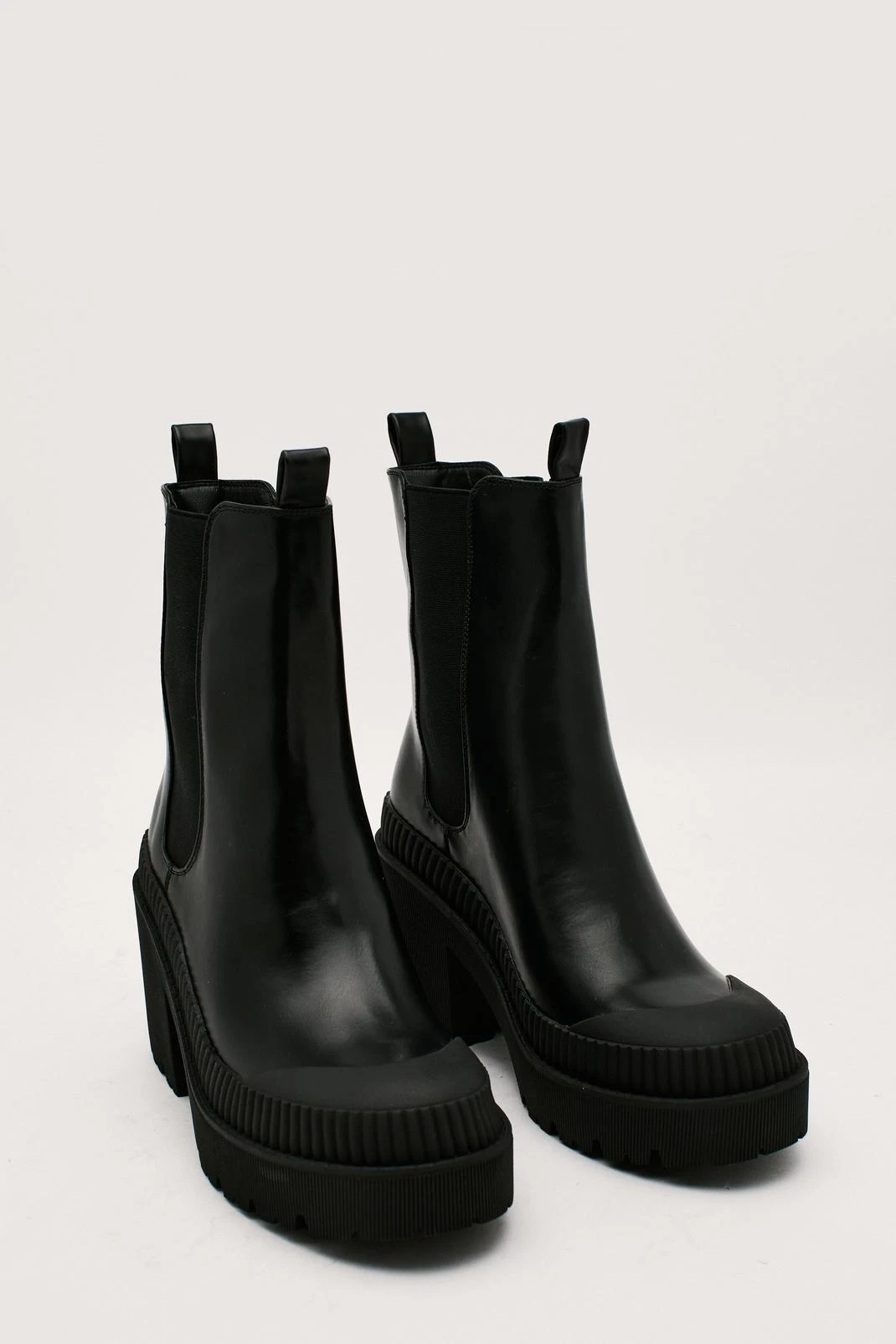 Faux Leather Block Heeled Chelsea Boots - Image 2