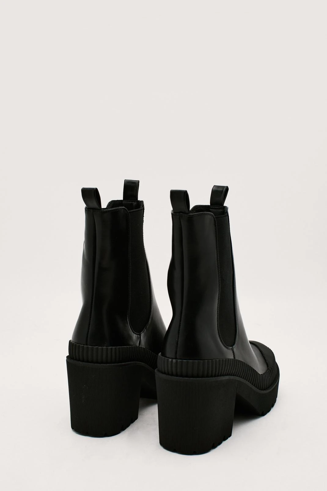 Faux Leather Block Heeled Chelsea Boots - Image 3