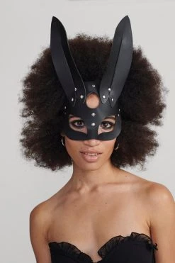 Faux Leather Bunny Mask