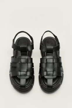 Faux Leather Chunky Fisherman Sandals