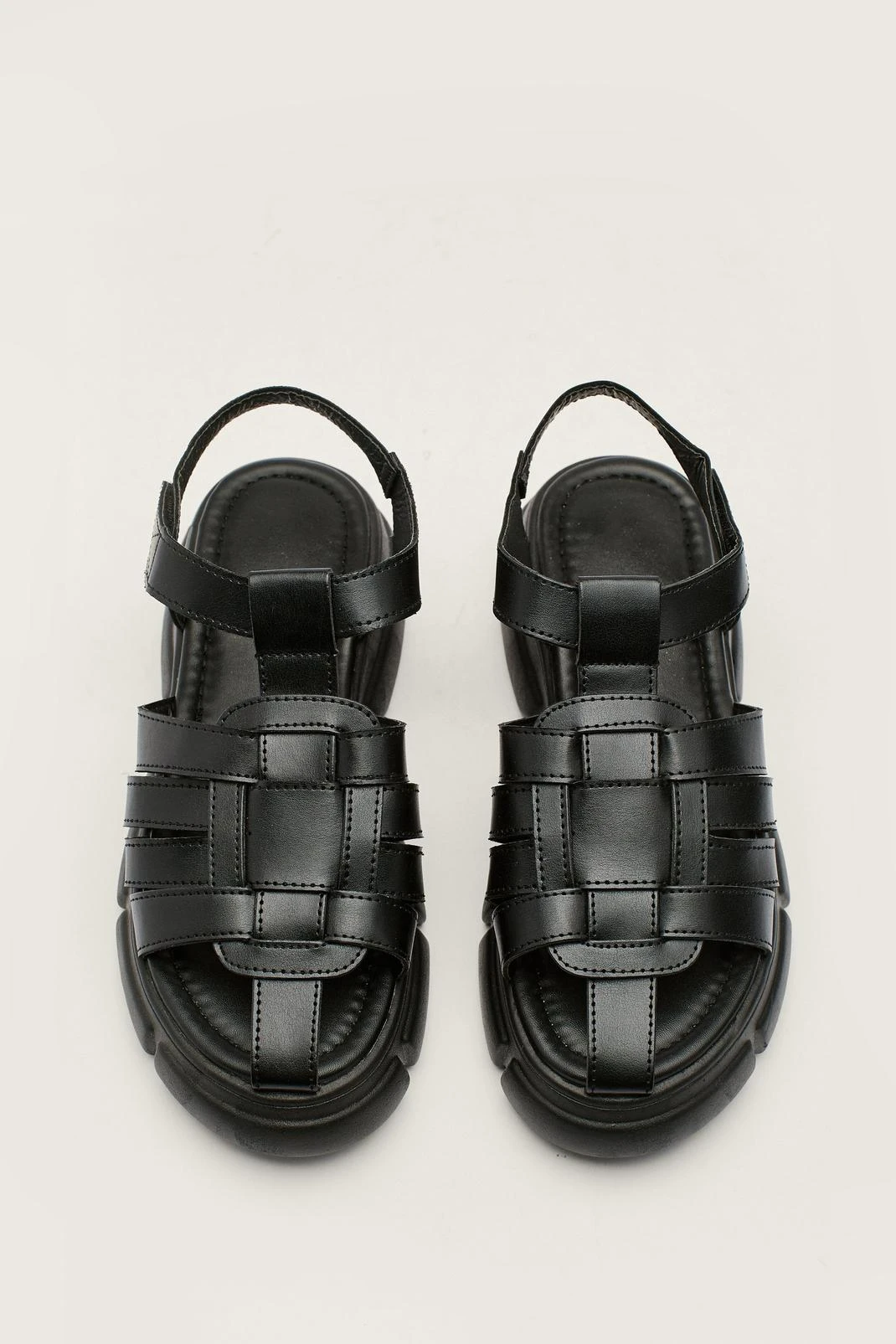 Faux Leather Chunky Fisherman Sandals