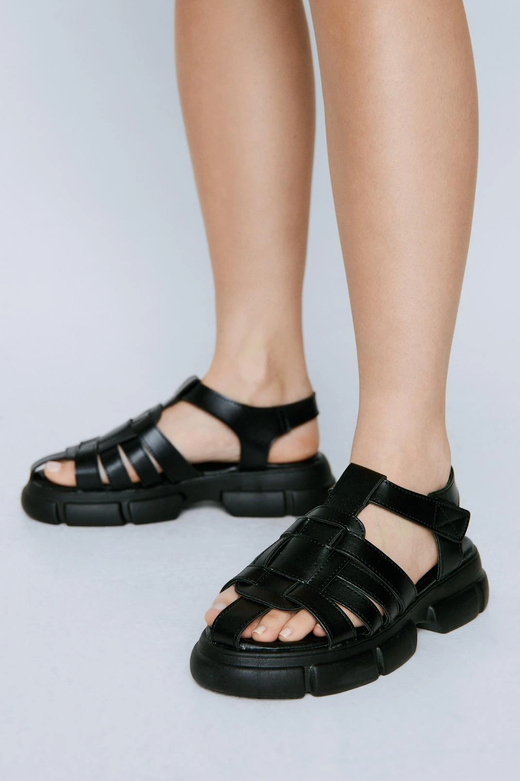 Faux Leather Chunky Fisherman Sandals - Image 3