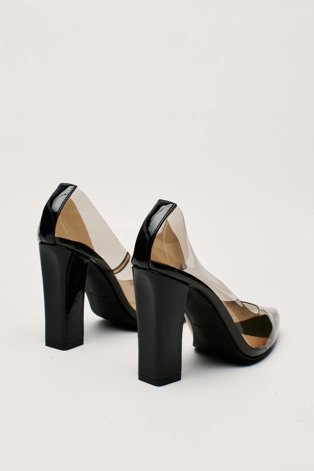 Faux Leather Clear Court Block Heels - Image 3