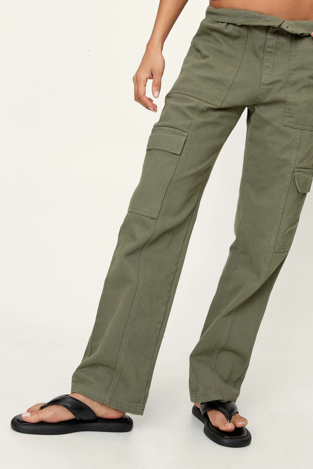 Faux Leather Padded Toe Thong Sandals - Image 4