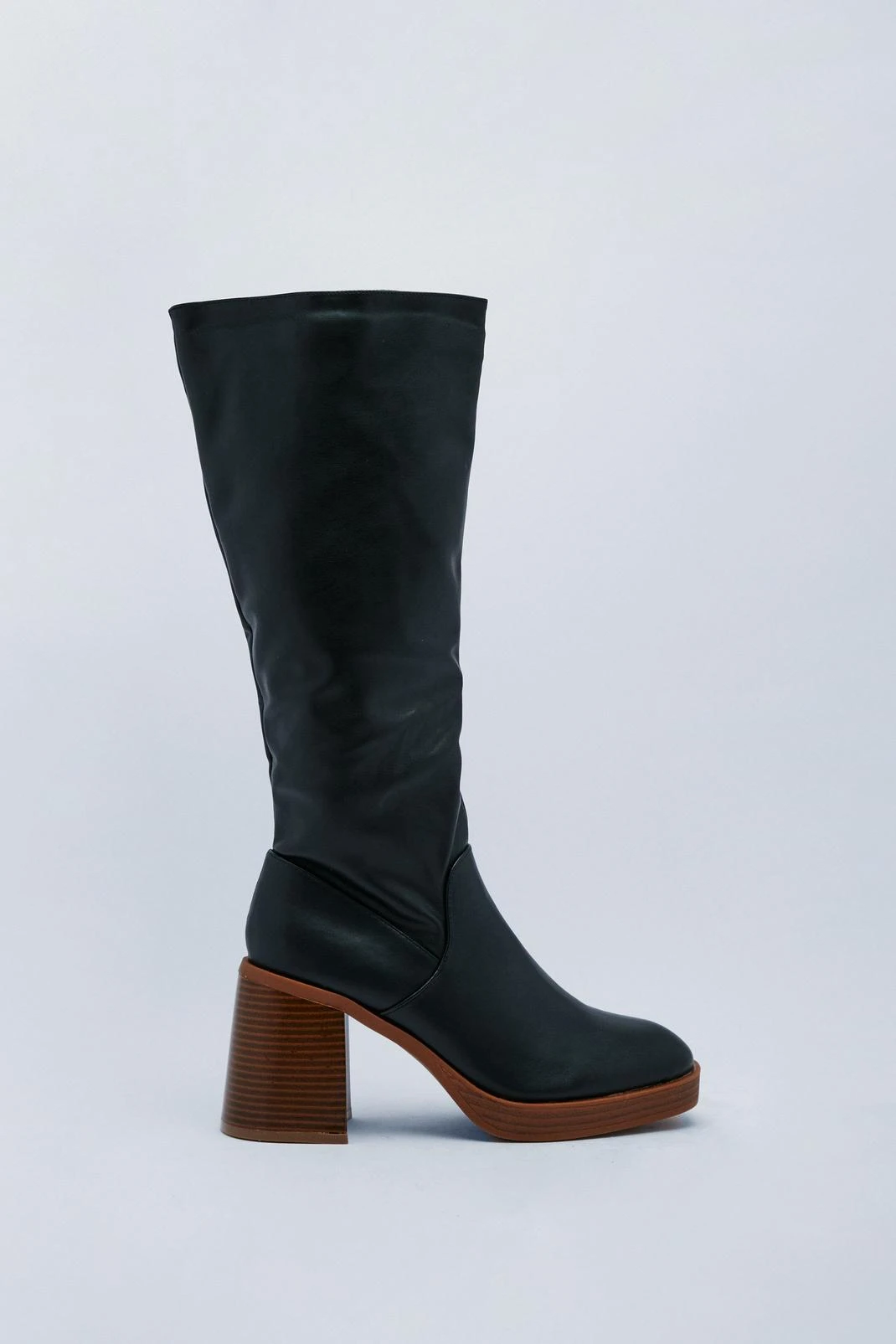 Faux Leather Platform Knee High Boots - Image 2