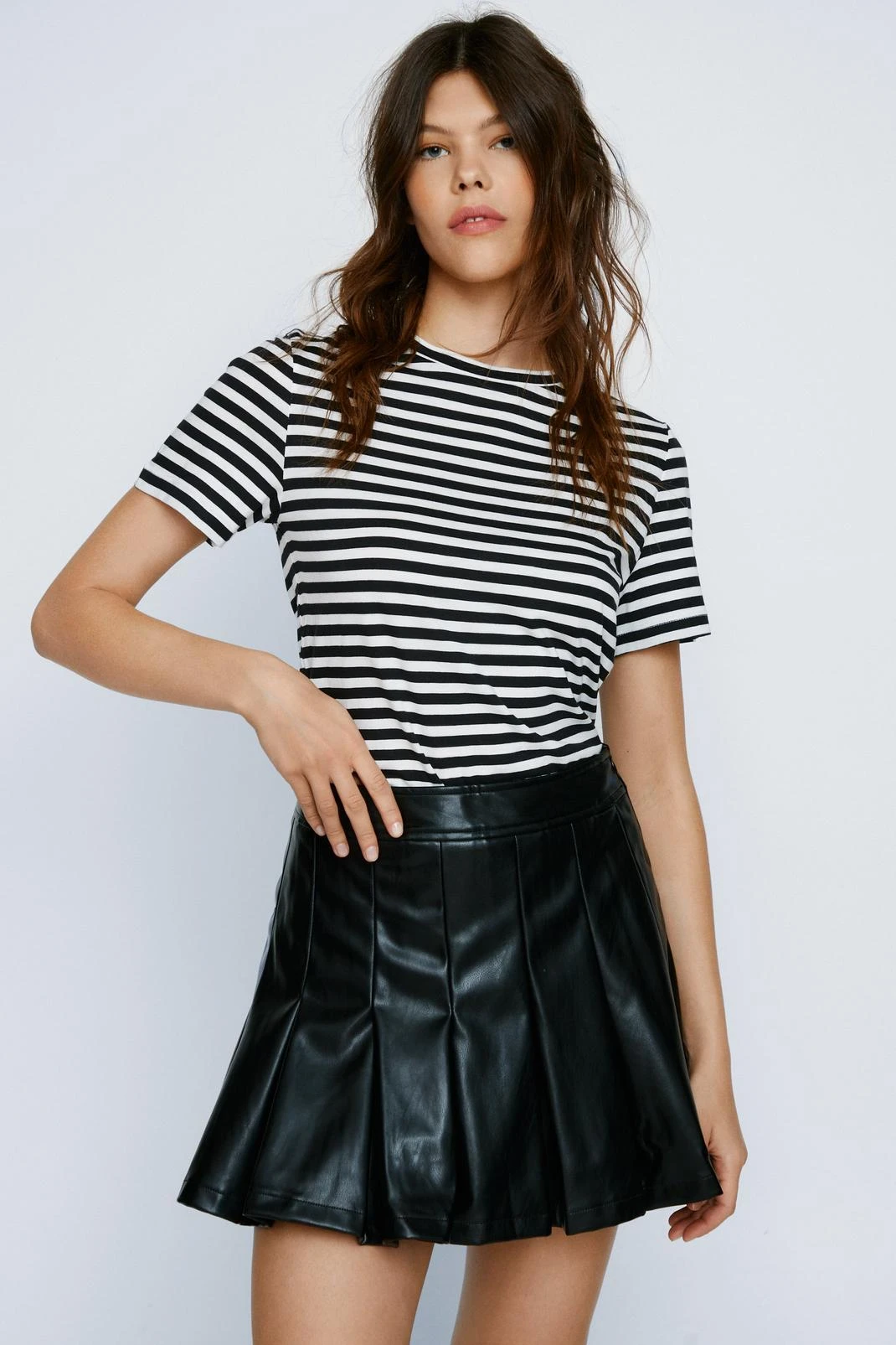 Faux Leather Pleated Mini Tennis Skirt - Image 10