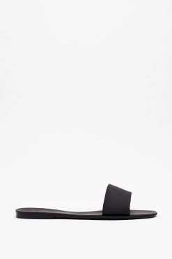 Faux Leather Square Toe Sliders