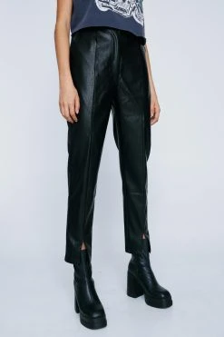 Faux Leather Straight Leg Pants