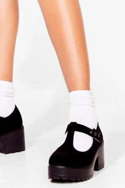 Faux Suede T-Bar Cleated Mary Janes