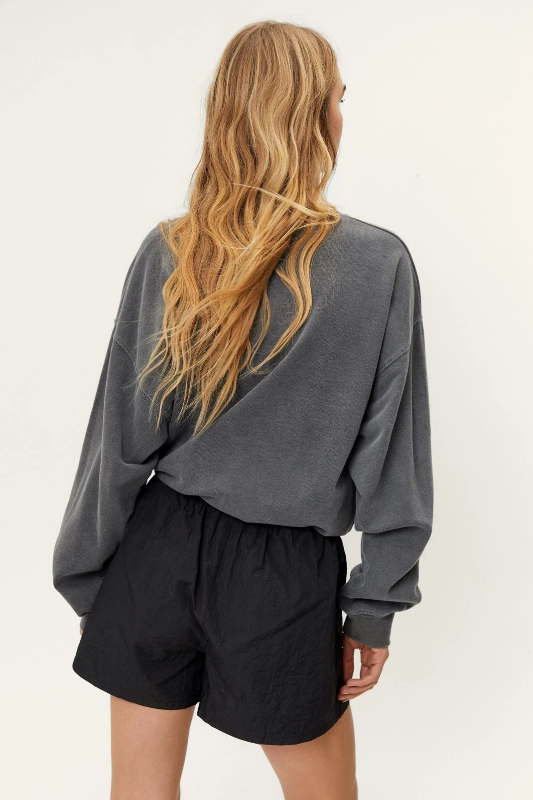 High Waisted Nylon Drawstring Waist Shorts - Image 6