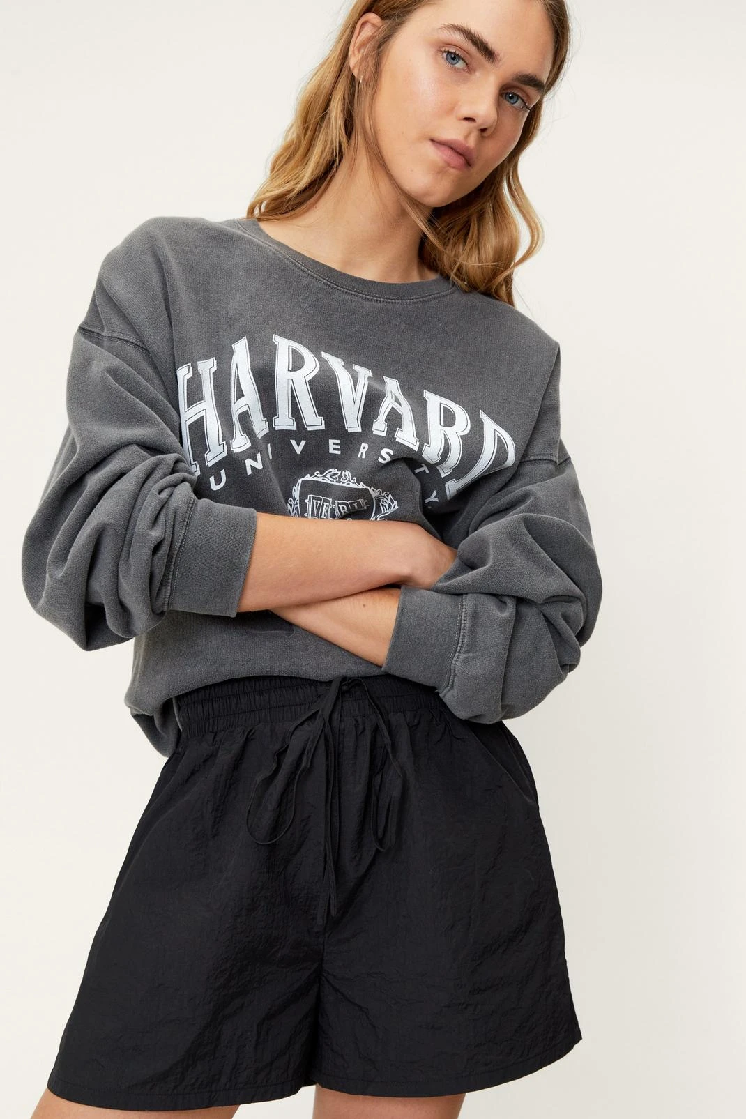 High Waisted Nylon Drawstring Waist Shorts - Image 4