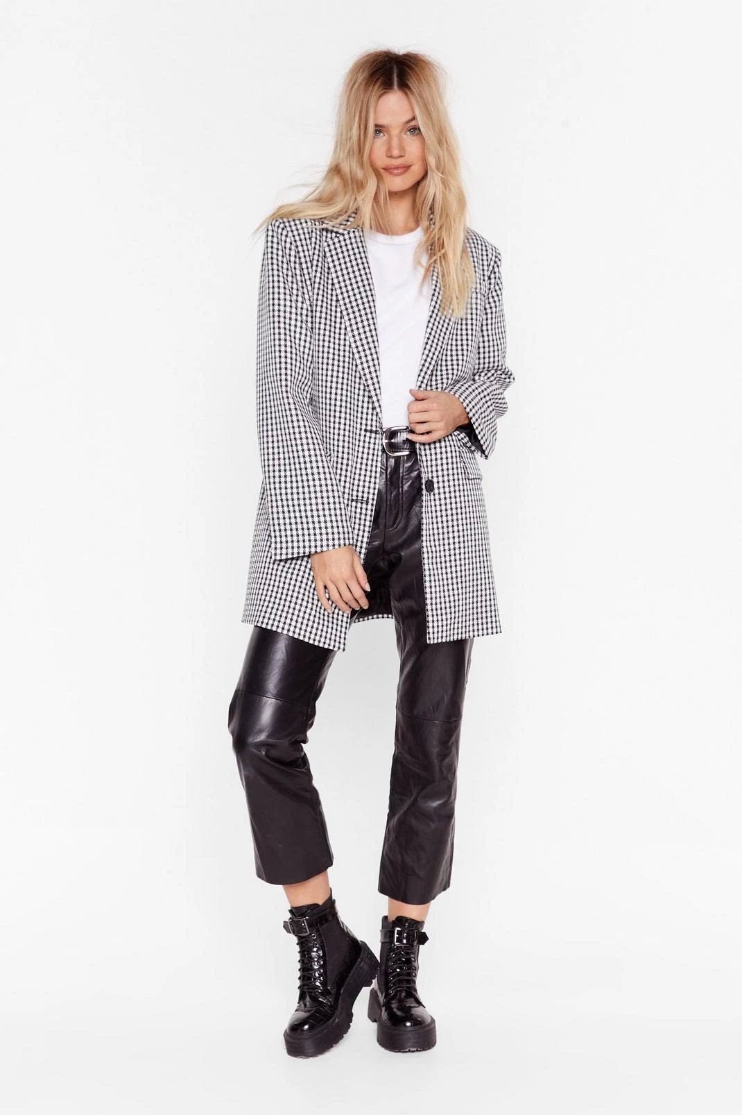 Houndstooth Oversized Tailored Blazer - Image 3
