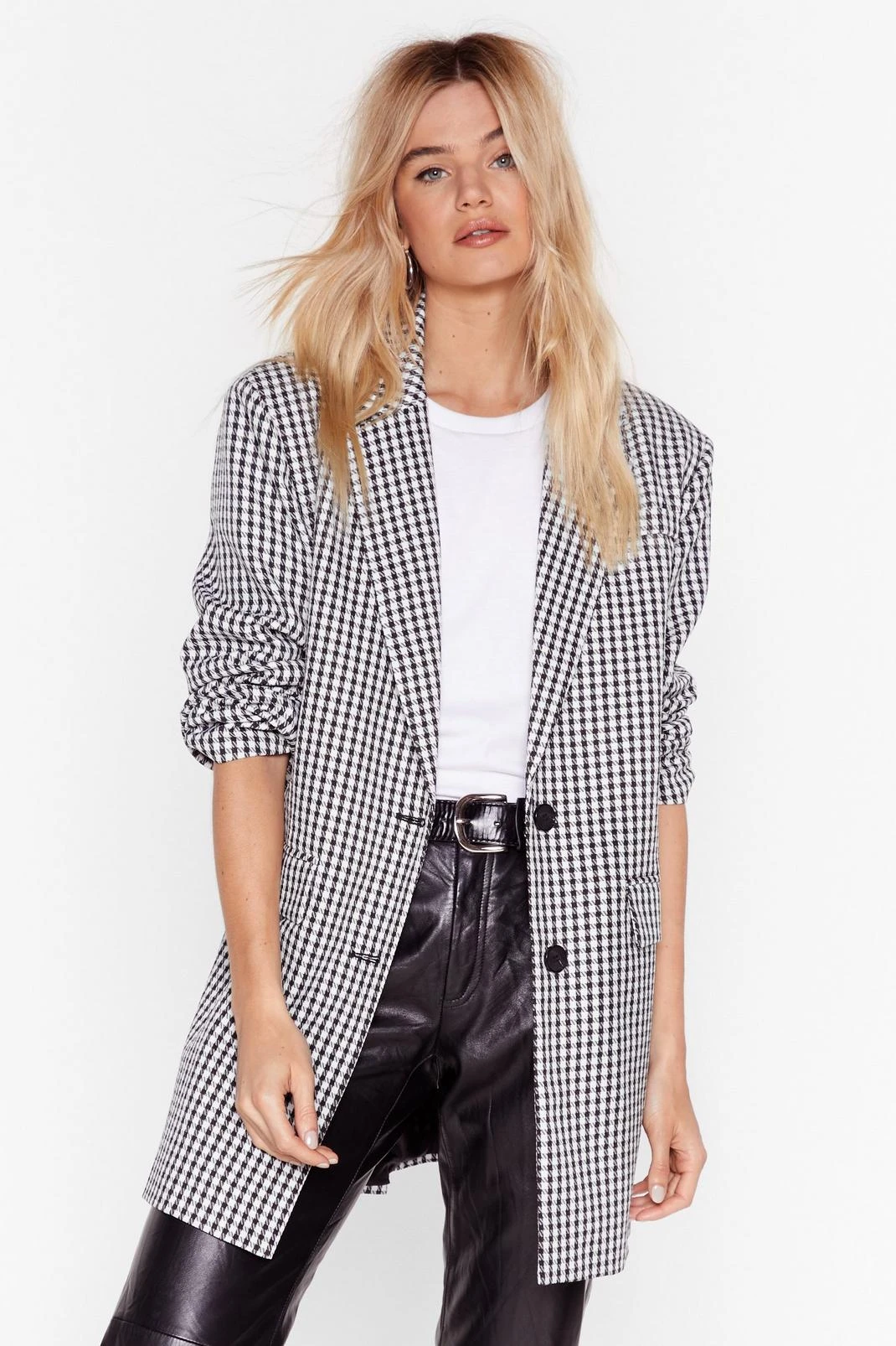 Houndstooth Oversized Tailored Blazer - Image 4