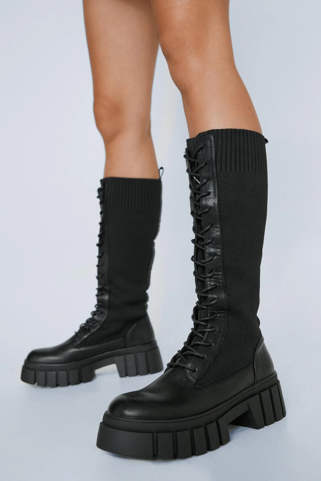 Knee High Stretchy Knit Sock Boots - Image 4