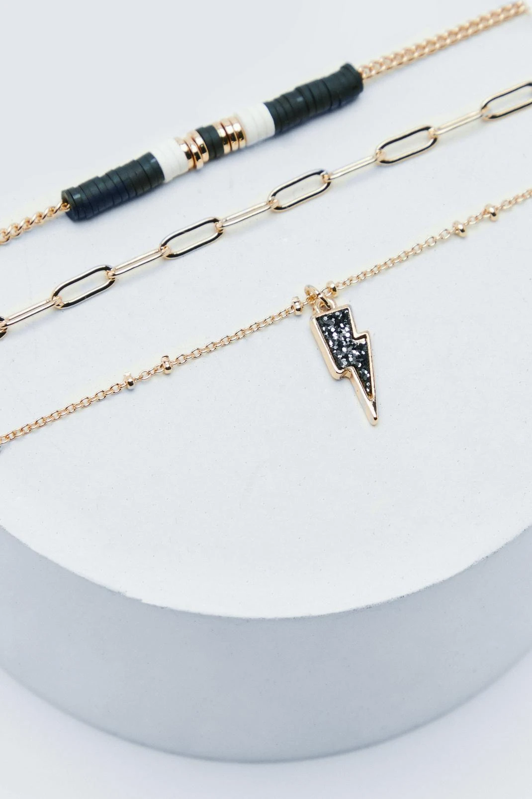 Lightening Bolt Drop Layered Necklace - Image 3