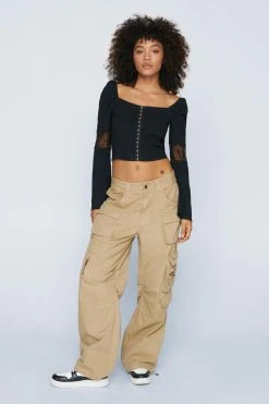 Off The Shoulder Corset Detail Long Sleeved Top