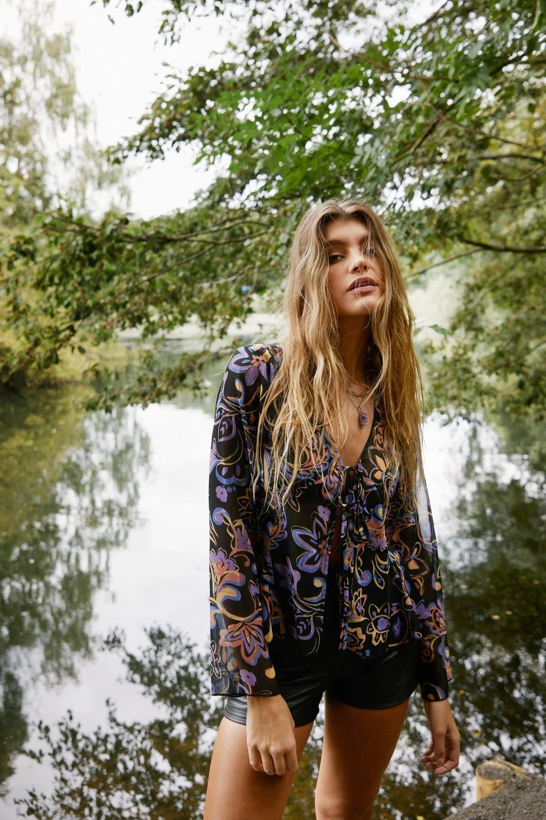 Paisley Print Tie Front Top - Image 2