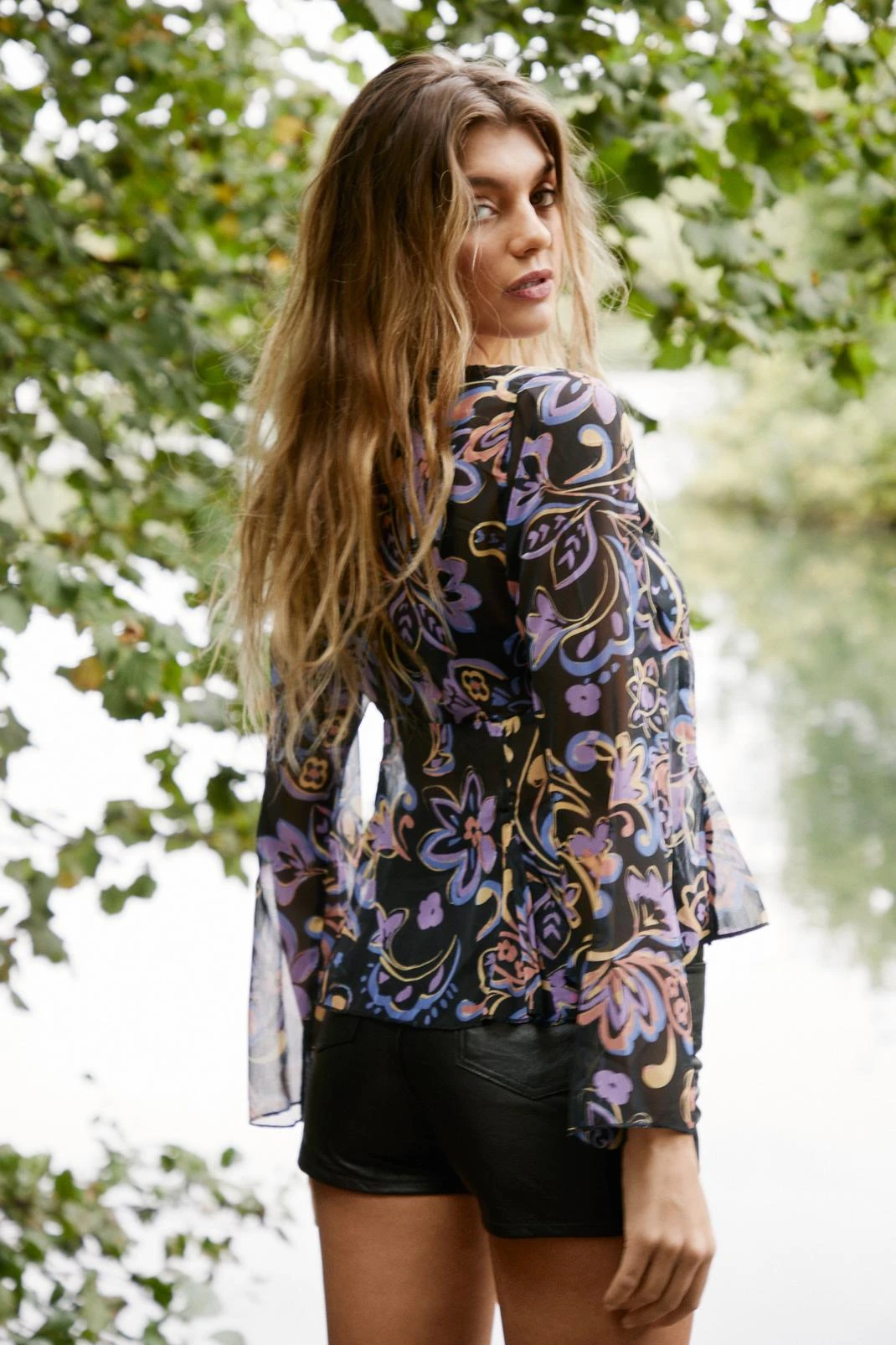 Paisley Print Tie Front Top - Image 3