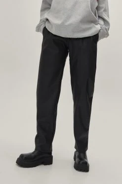 Paperbag Waist Faux Leather Pants