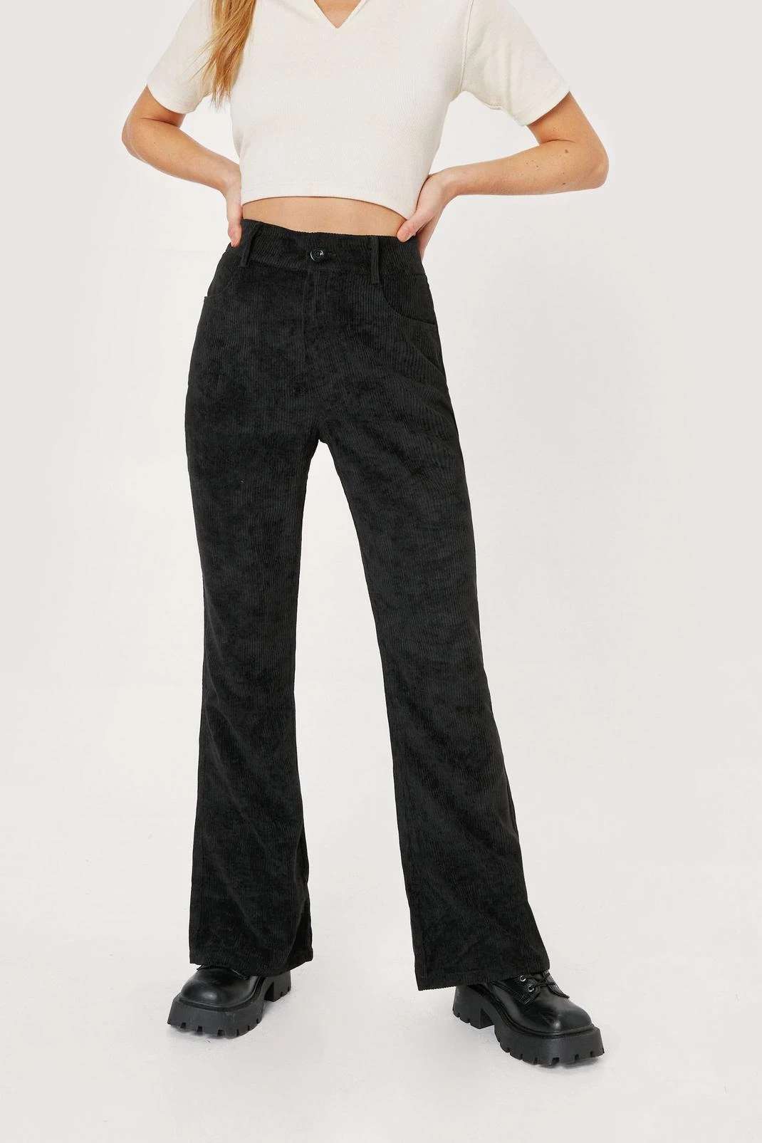 Petite Corduroy High Waisted Flared Pants - Image 2