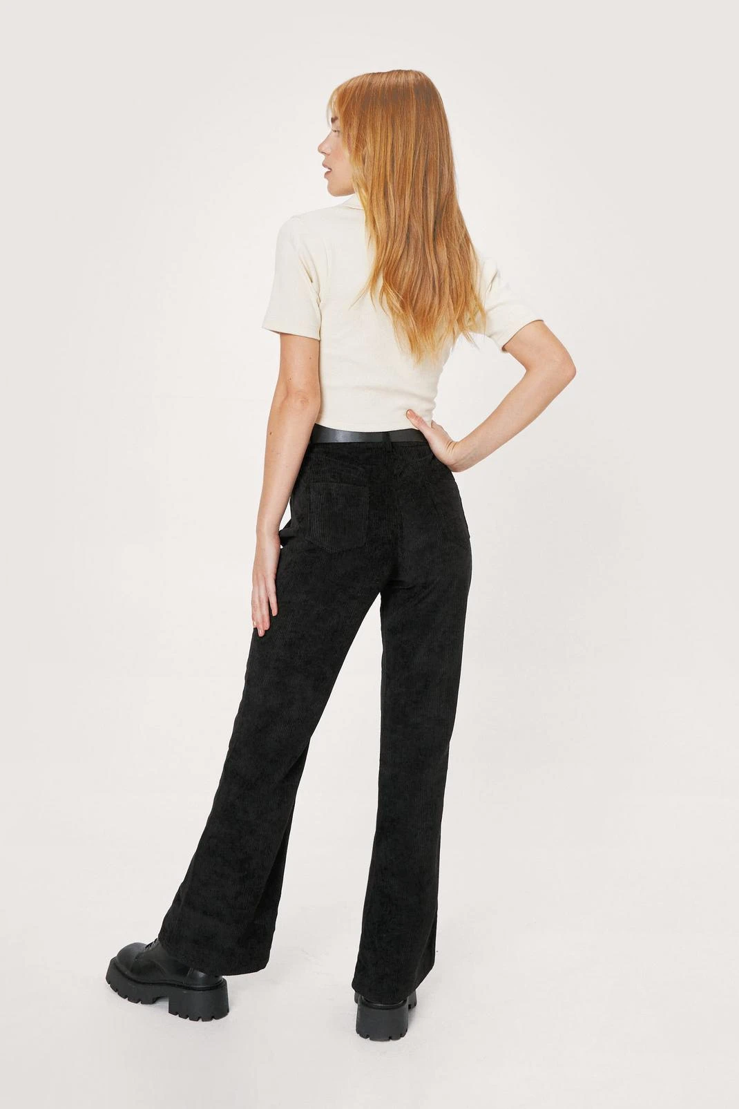 Petite Corduroy High Waisted Flared Pants - Image 3