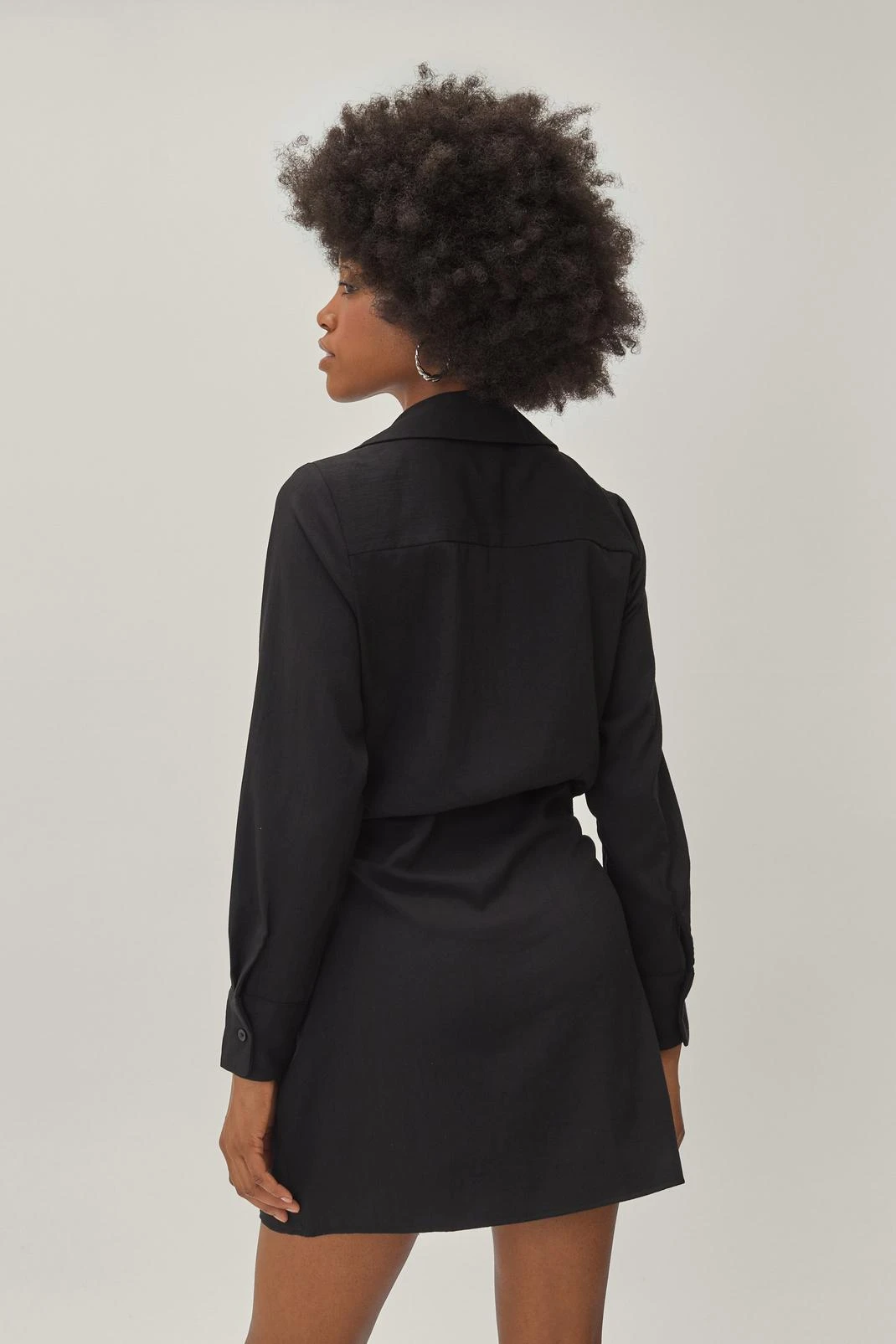 Petite Knot Front V Neck Mini Shirt Dress - Image 6