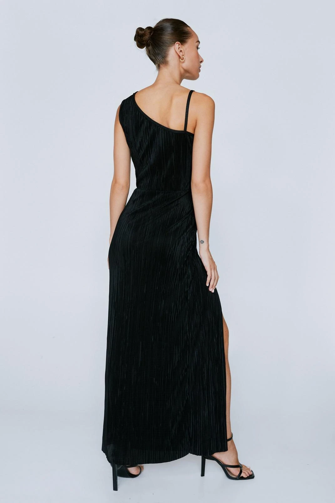 Plisse Side Split Shoulder Detail Maxi Dress - Image 3