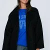 Plus Size Fuzzy Wool Blend Coat
