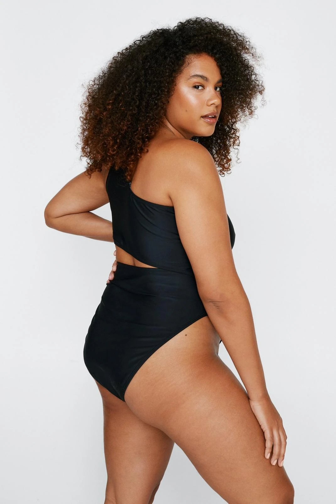 Plus Size Recycled One Shoulder Cut Out Swimsuit - Image 3