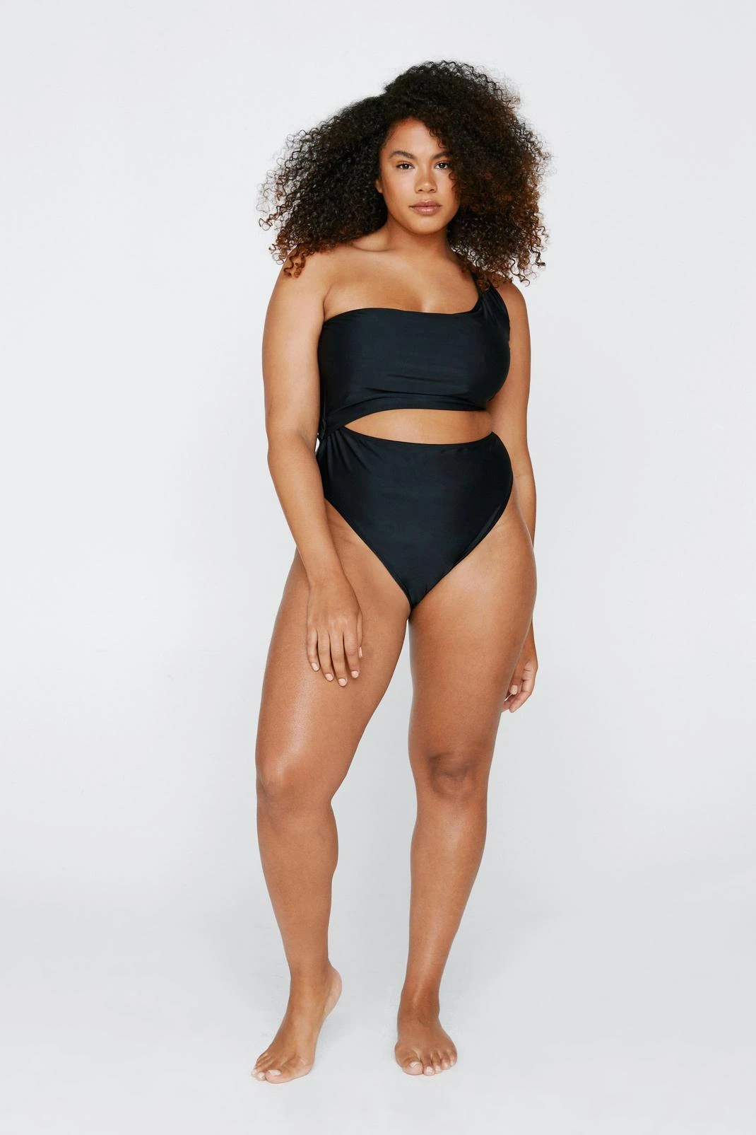 Plus Size Recycled One Shoulder Cut Out Swimsuit