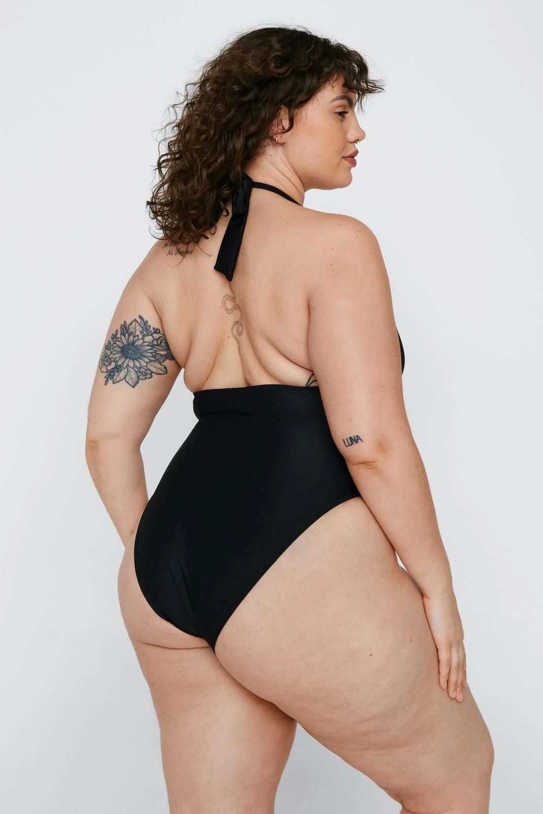 Plus Size Recycled Ruched Strap Plunge Swimsuit - Image 2