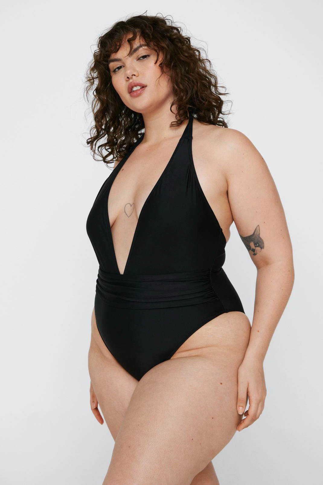Plus Size Recycled Ruched Strap Plunge Swimsuit - Image 3