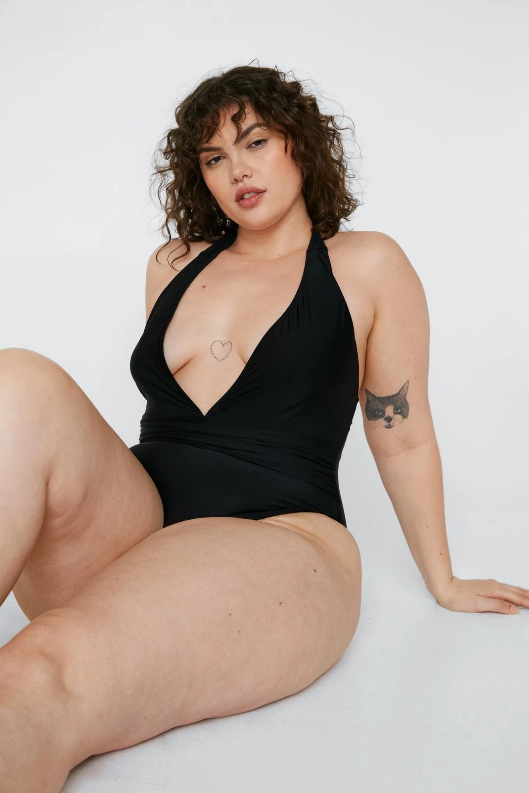 Plus Size Recycled Ruched Strap Plunge Swimsuit - Image 7