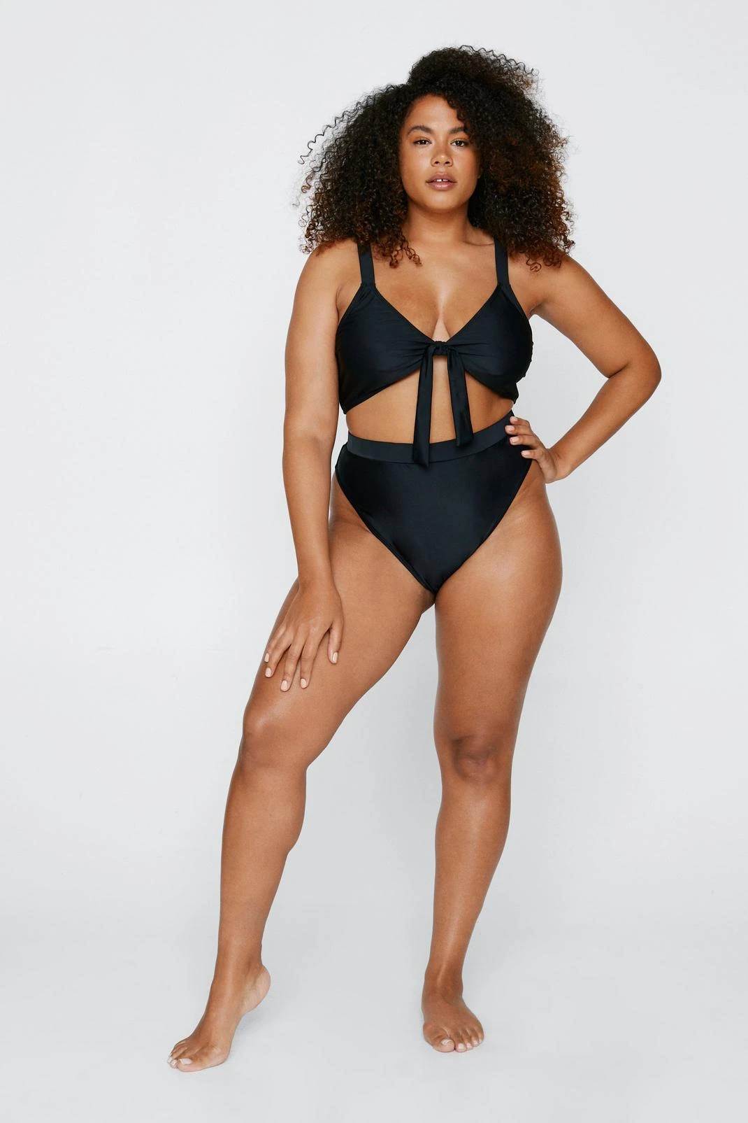 Plus Size Recycled Tie Front Bikini Set